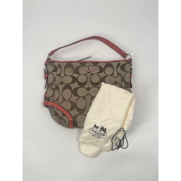 Coach Chelsea Brown Signature C Canvas Shoulder Bag Orange Leather M1120-18903 - Picture 5 of 8